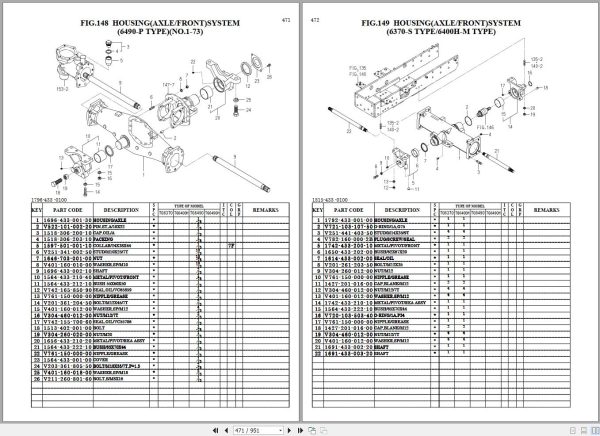 Iseki Tractor TG6370 TG6400H TG6490H Parst Catalog 1815 097 100 10 2 1