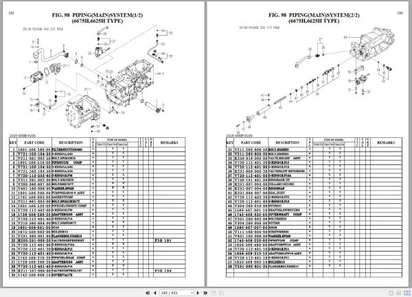 Iseki Tractor TG6625H TG6675 TG6675H Parts Catalog 1817 097 110 10 2