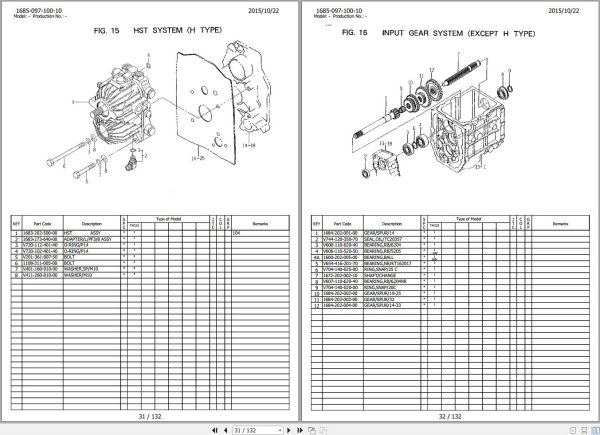 Iseki Tractor TM223 Parts Catalog 1685 097 100 10 2