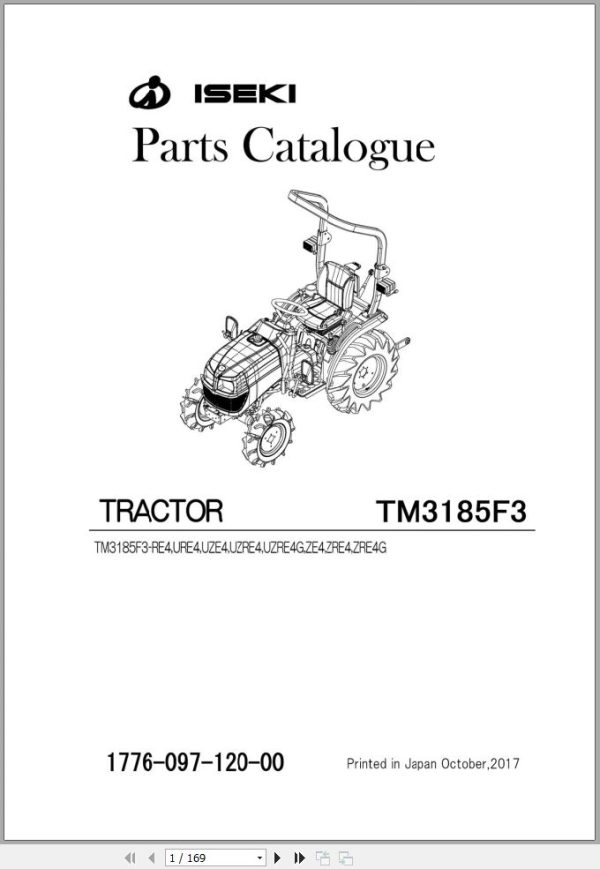 Iseki Tractor TM3185 F3 Parts Catalog 1776 097 120 00 1