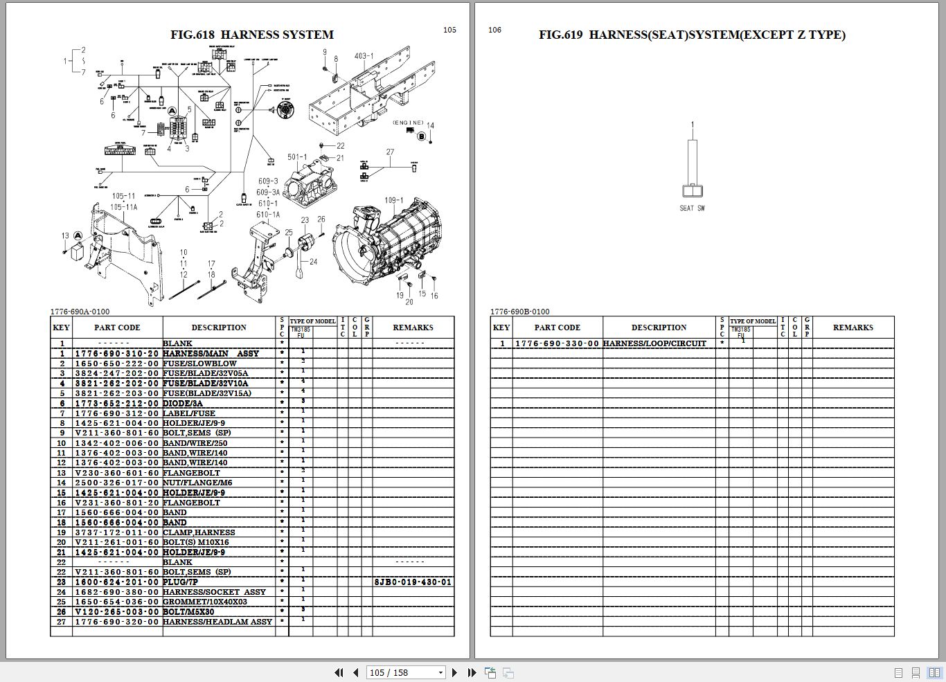 Iseki Tractor TM3185 Parts Catalog 177609511000