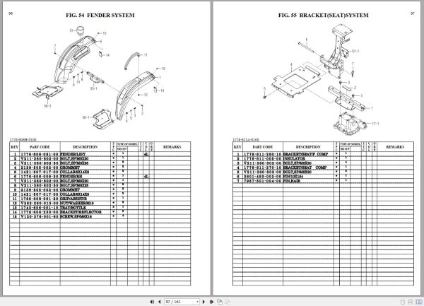 Iseki Tractor TM3187F Parts Catalog 1776 097 130 0A 2