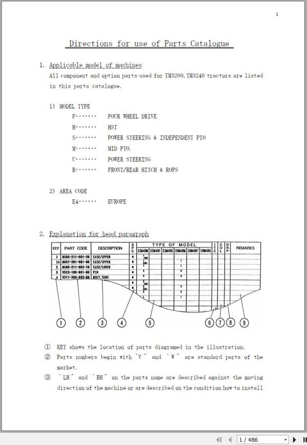 Iseki Tractor TM3200 TM3240 Parts Catalog 1750 097 100 10 1