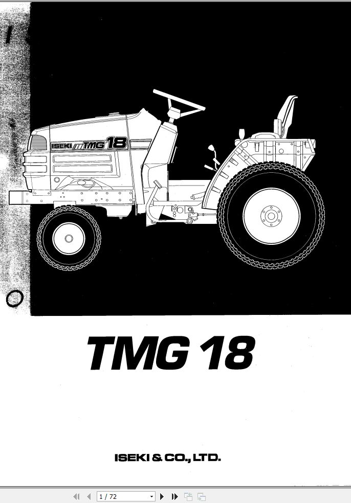 Iseki Tractor TMG 18 Operators Manual 9706 01 300 1