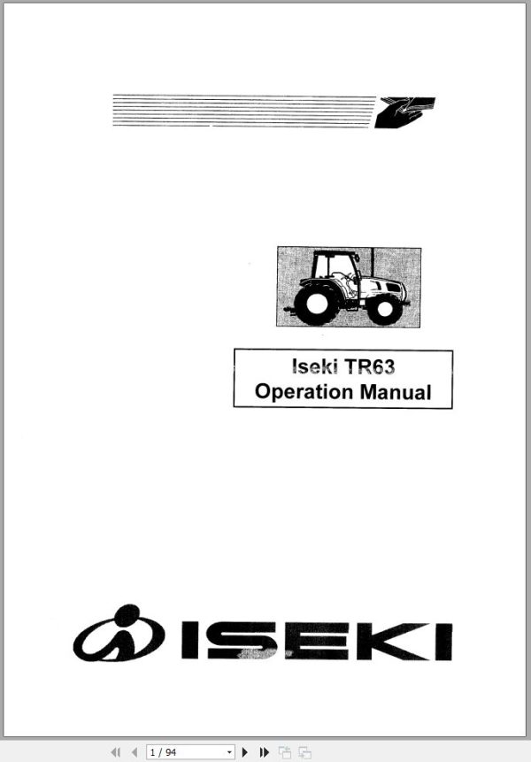 Iseki Tractor TR63 Operators Manual and Diagram 1