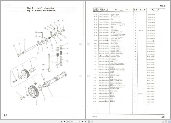 Iseki Tractor TS2810 TS2510 Parts List 1400 099 0090 0 2