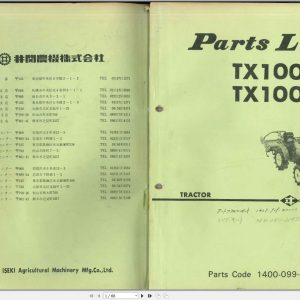 Iseki Tractor TX1000 TX1000F Parts List 1400 099 007 00 1