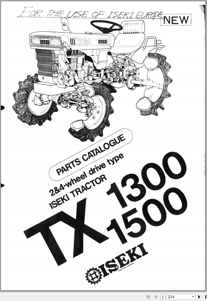 Iseki Tractor TX1300 TX1500 Parts Catalog 1