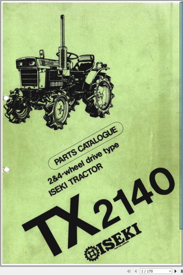 Iseki Tractor TX2140 Parts Catalog 1400 098 0111 0 1