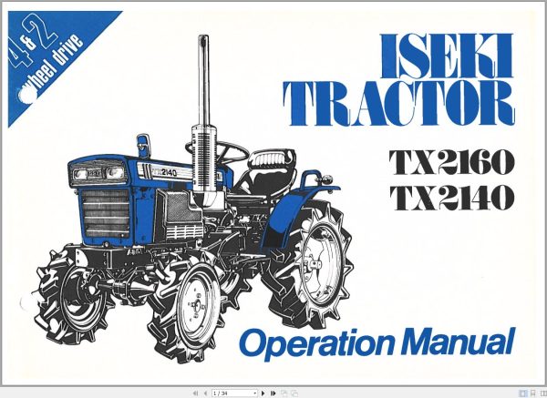 Iseki Tractor TX2140 TX2160 Operators Manual 1