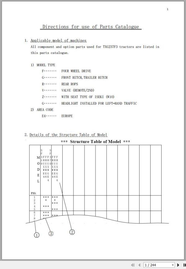 Iseki Tractor TXG237F3 Parts Catalog 1739 097 210 00 1