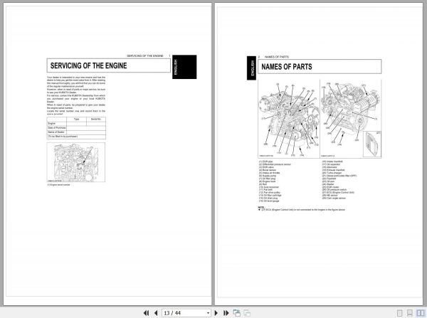 Kubota Diesel Engine D1803 CR TE5 V2403 CR E5 V2403 CR TE5 Operators Manual 1J915 8915 1 2