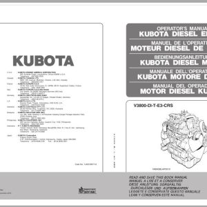 Kubota Diesel Engine V3800 DI T E3 CRS Operators Manual 1J423 8911 6 1 rotated