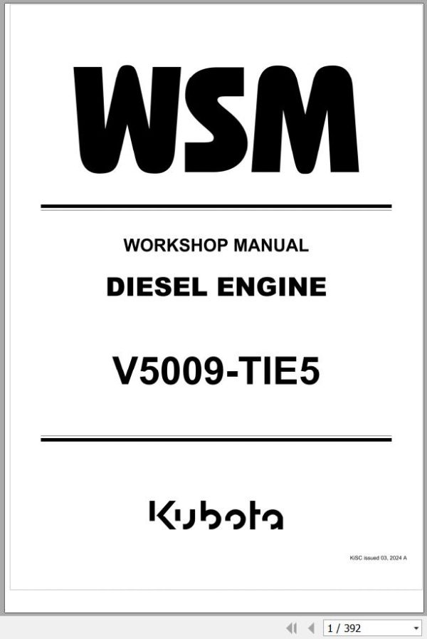Kubota Diesel Engine V5009 TIE5 Workshop Manual 1