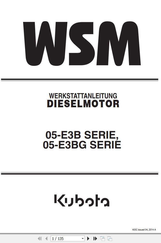 Kubota Engine 05 E3B 05 E3BG Series Workshop Manual DE 1
