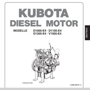 Kubota Engine D1005 E4 to V1505 E4 Operators Manual and Wiring Diagram DE 1