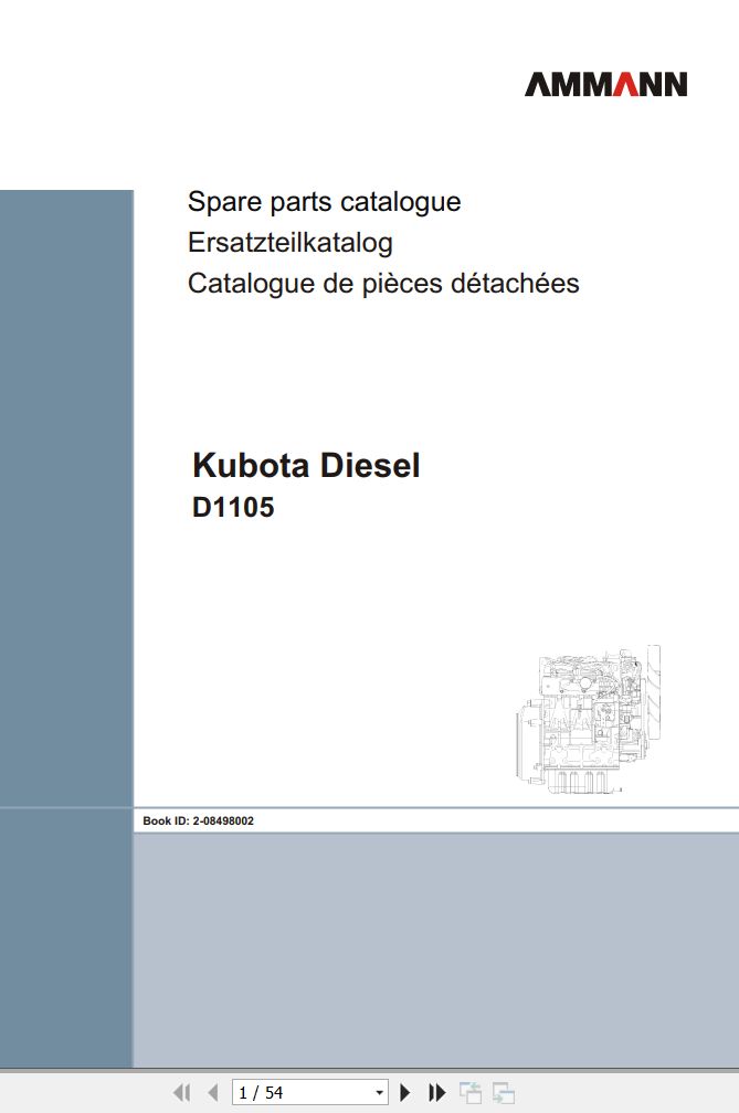 Kubota Engine D1105 E4B AMN 1 Illustrated Parts List 1