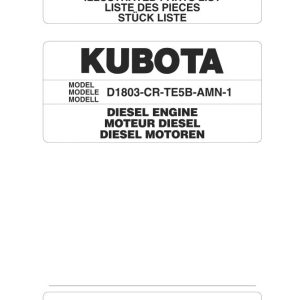 Kubota Engine D1803 CR TE5B AMN 1 Illustrated Parts List 1