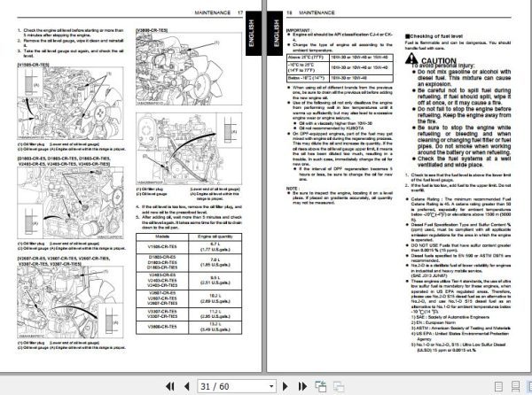 Kubota Engine V1505 CR TE5 to V3800 CR TE5 Operators Manual 2018 EN 2