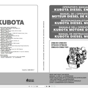 Kubota Engine Z482 E4 to D902 T E4 Operators Manual And Wiring Diagram 1