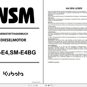 Kubota Engine Z482 E4 to D902 TE4 Workshop Manual DE 1