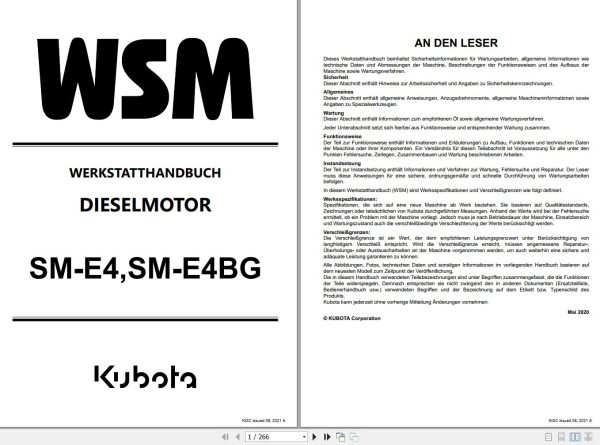 Kubota Engine Z482 E4 to D902 TE4 Workshop Manual DE 1