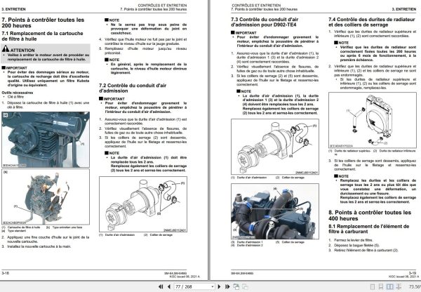 Kubota Engine Z482 E4 to D902 TE4 Workshop Manual FR 2