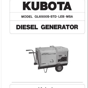 Kubota Generator GL6500S STD GL6500S LEB GL6500S MSA Parts Catalog 97899 41332 1