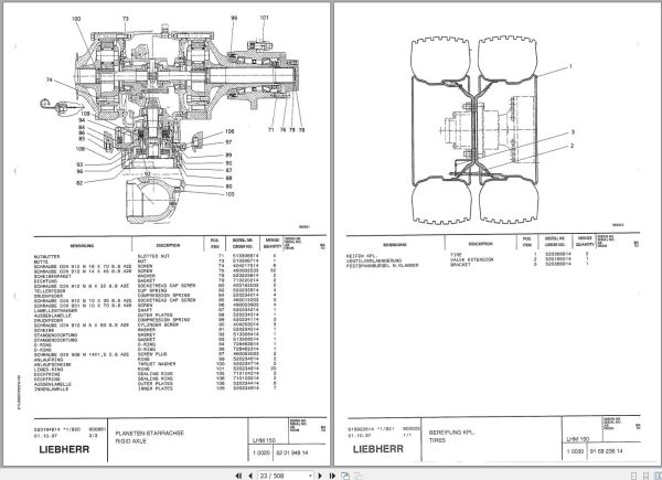 Liebherr Crane MHL 150 Parts Operators Manual and Diagram 2
