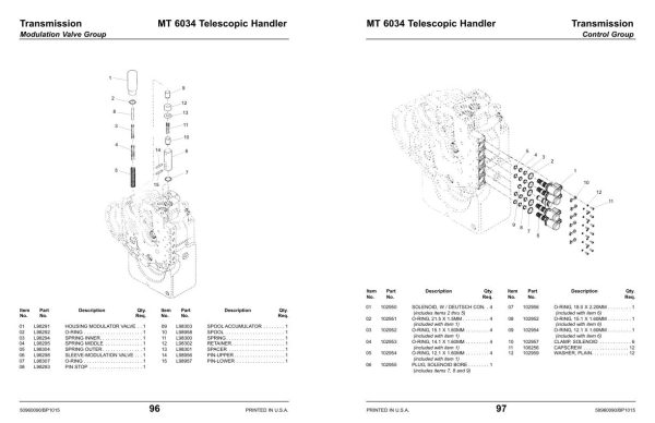 Manitou Telehandler MT 6034 Parts Manual 50960090 Rev. B 1