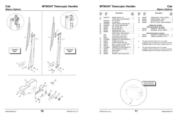 Manitou Telehandler MT 6034 T Parts Manual 50960029 Rev. B 1