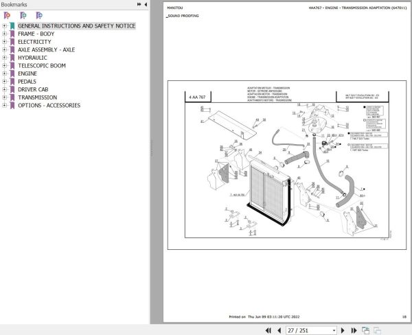 Manitou Telehandler MT 620 TURBO EVOLUTION SC E3 Parts Catalog 647011