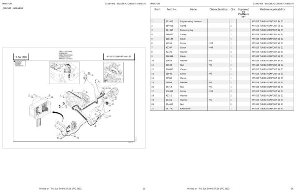 Manitou Telehandler MT 625 TURBO COMFORT S1 E3 Parts Catalog 647037 1