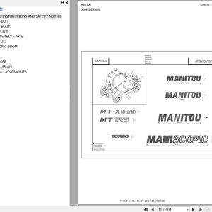 Manitou Telehandler MT 625 TURBO S2 E3 Parts Catalog 647140