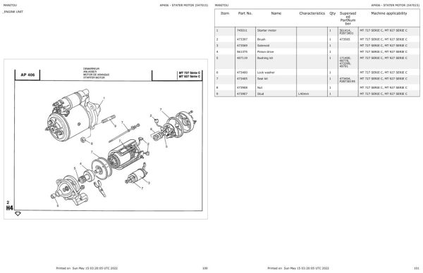 Manitou Telehandler MT 727 SERIE C Parts Catalog 547015 1