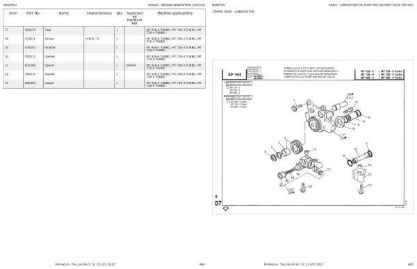 Manitou Telehandler MT 728 2 TURBO Parts Catalog 547103 1