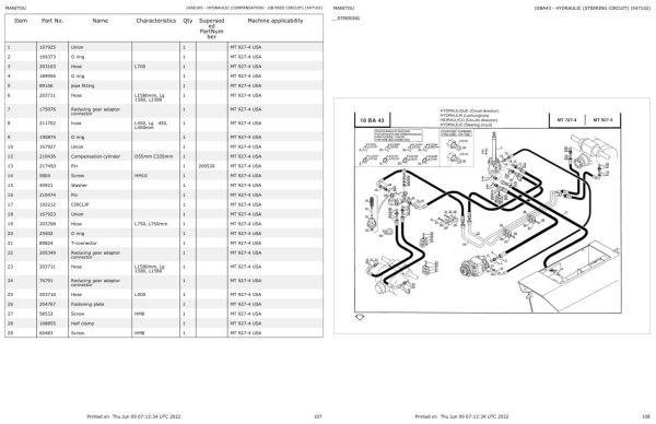 Manitou Telehandler MT 728 2 to MT 928 4 Turbo Parts Catalog 547103 1