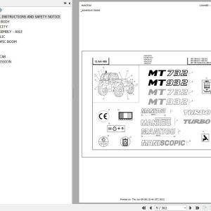 Manitou Telehandler MT 728 SC E2 Parts Catalog 547973