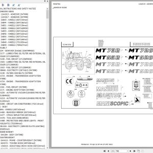 Manitou Telehandler MT 728 SD E3 to MT 932 SD E3 Parts Catalog 547998
