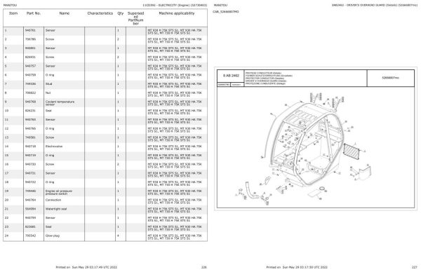 Manitou Telehandler MT 730 H 75K ST5 S1 Parts Catalog 52730403 1