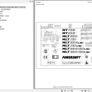 Manitou Telehandler MT 732 MT 932 Parts Catalog 547845
