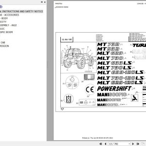 Manitou Telehandler MT 732 SA Parts Catalog 547785