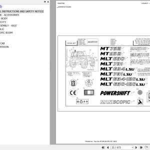 Manitou Telehandler MT 732 SB E2 Parts Catalog 547845