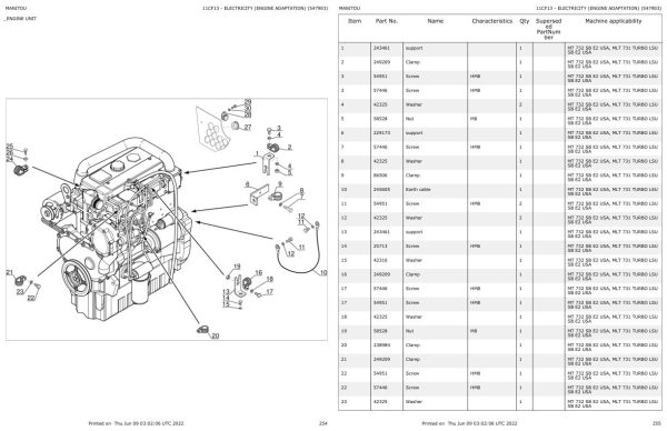 Manitou Telehandler MT 732 SB E2 USA Parts Catalog 547903 1