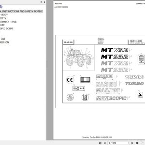 Manitou Telehandler MT 732 SC E2 Parts Catalog 547973