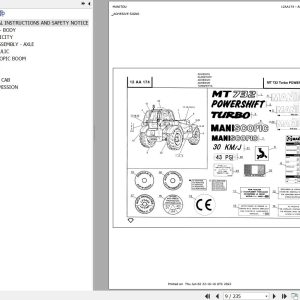 Manitou Telehandler MT 732 TURBO POWERSHIFT Parts Catalog 547778