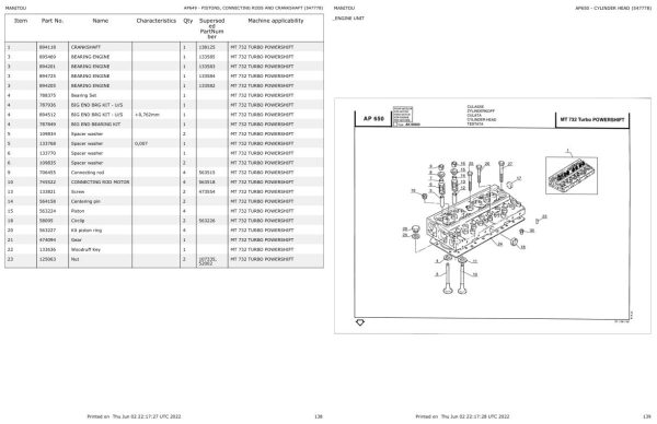 Manitou Telehandler MT 732 TURBO POWERSHIFT Parts Catalog 547778 1