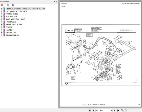 Manitou Telehandler MT 732 TURBO SA Parts Catalog 547785