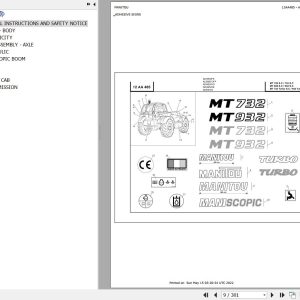 Manitou Telehandler MT 732 TURBO SC E2 Parts Catalog 547973