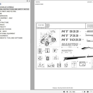 Manitou Telehandler MT 733 EASY 75D ST5 S1 Parts Catalog 647776